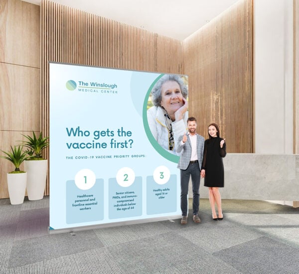 Extra wide roller banners for larger display spaces at events