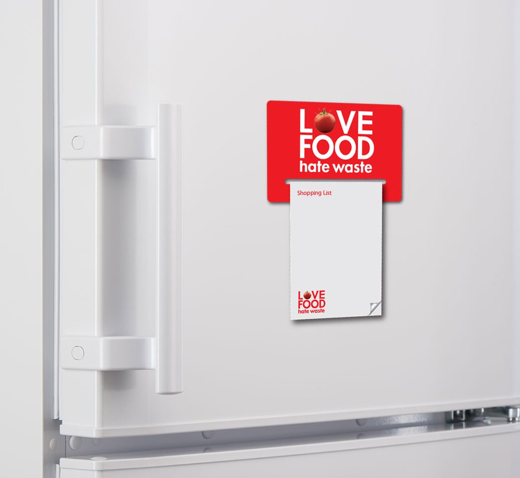 Personalised fridge magnet with cut-out notepad hanger