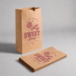 Handleless paper bags personalised with custom branding