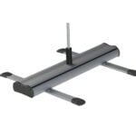 Outdoor roller banner base with twin feet
