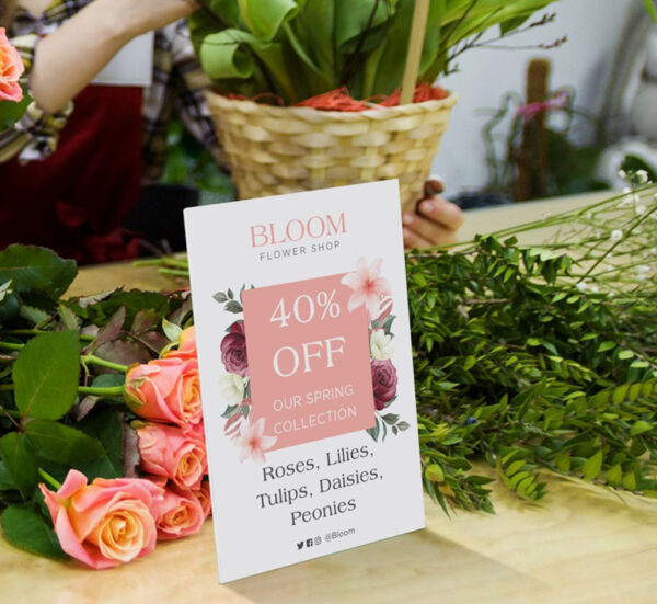 High-quality A5 and A4 strut cards for counter displays and point-of-sale marketing