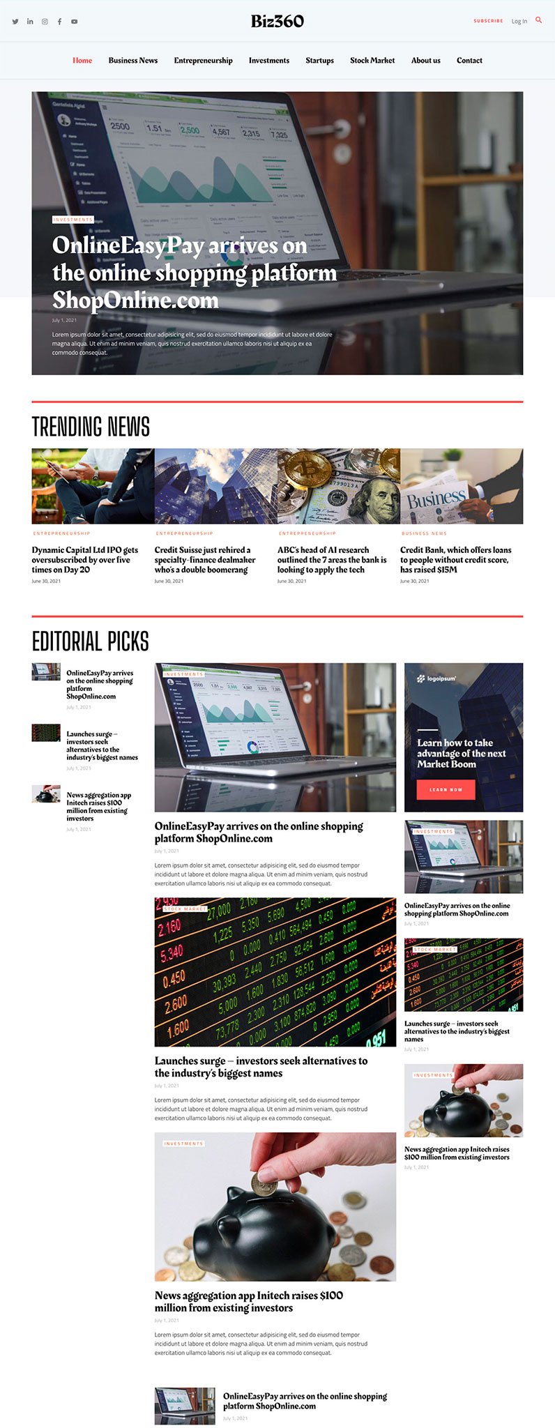 Business Magazine Website Template