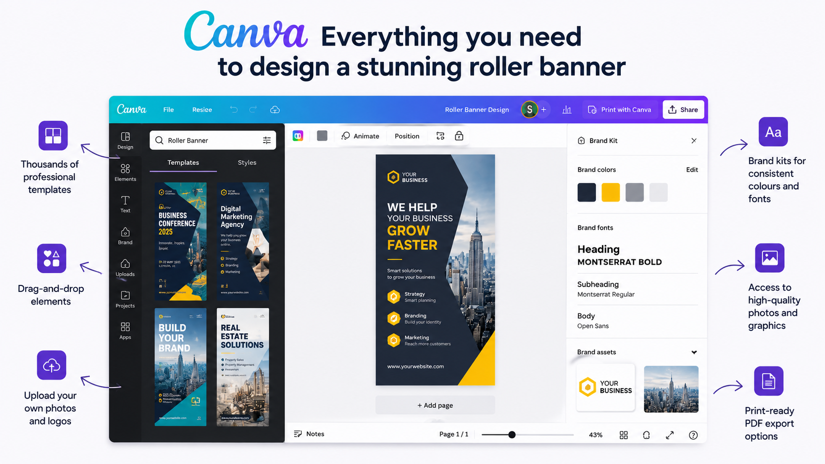 Canva roller banner design editor mockup
