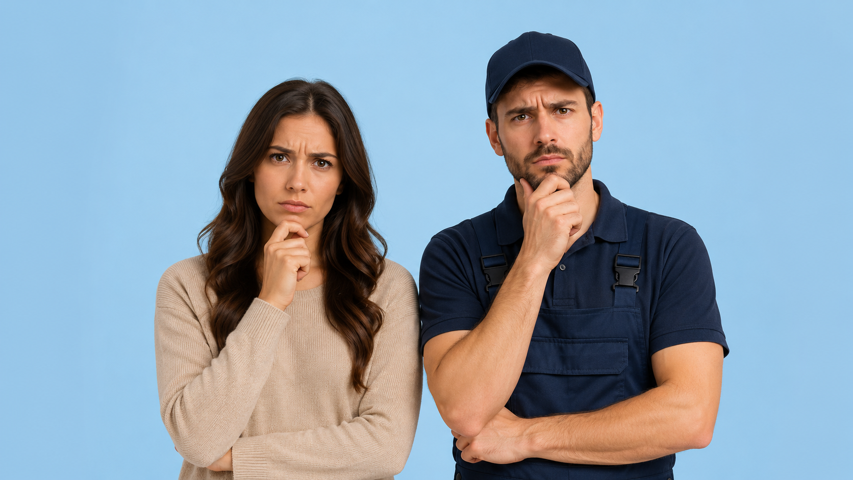 Confused man and woman