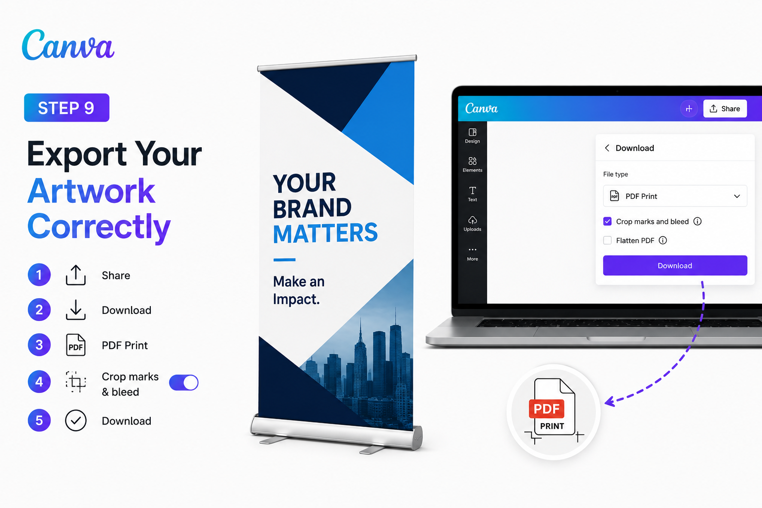 Exporting roller banner artwork In canva