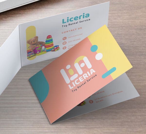 Folded Business Cards Printed on 350gsm Silk or Uncoated Stock