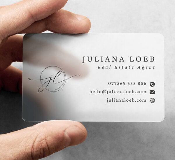 Frosted Business Cards Printed on Clear Waterproof 760 Micron PVC