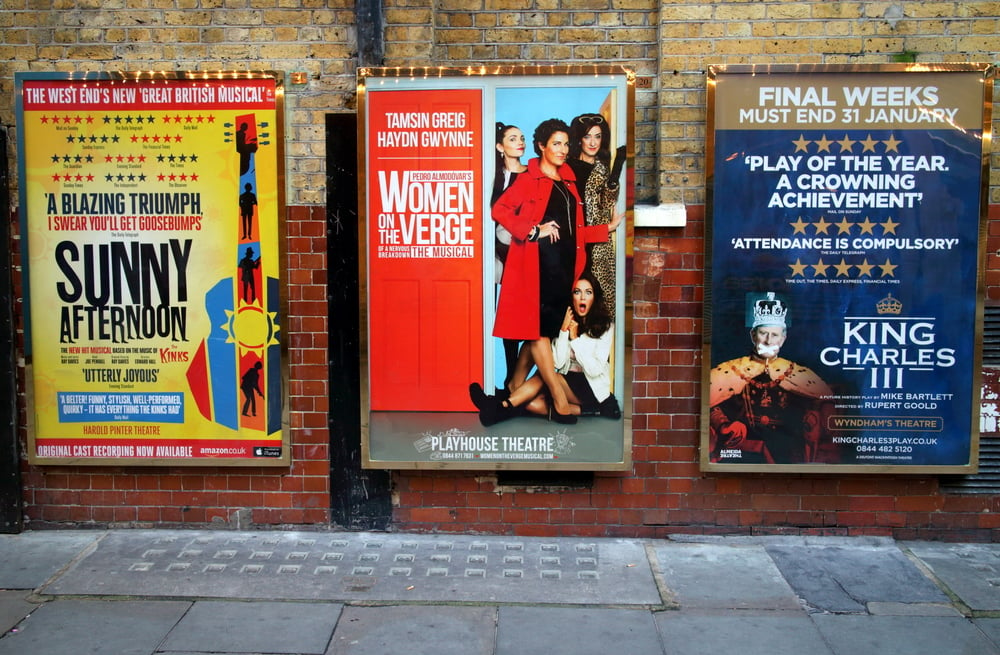 Large posters on a wall